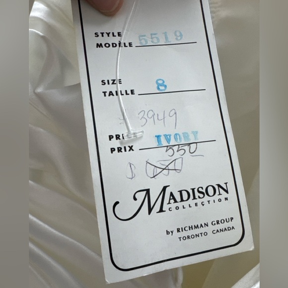 Madison Collection Ivory Satin Wedding Gown – Style 5519 – Size 8 – Corset Back - Picture 13 of 15